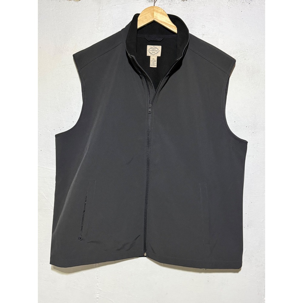 St. John's Bay Womens XXL Black Softshell Fleece Lined Full Zip Vest Pockets
